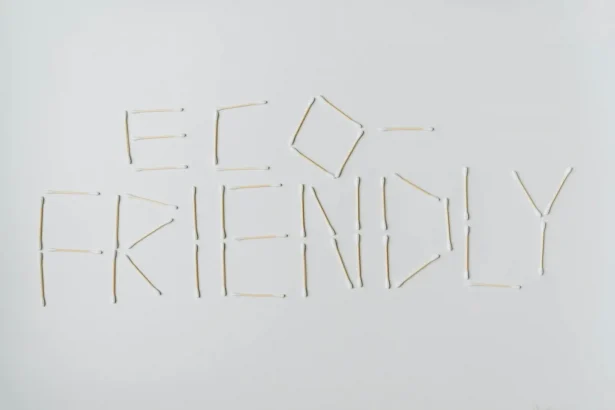 Cotton swabs spelling out "eco-friendly" on a clean white surface.