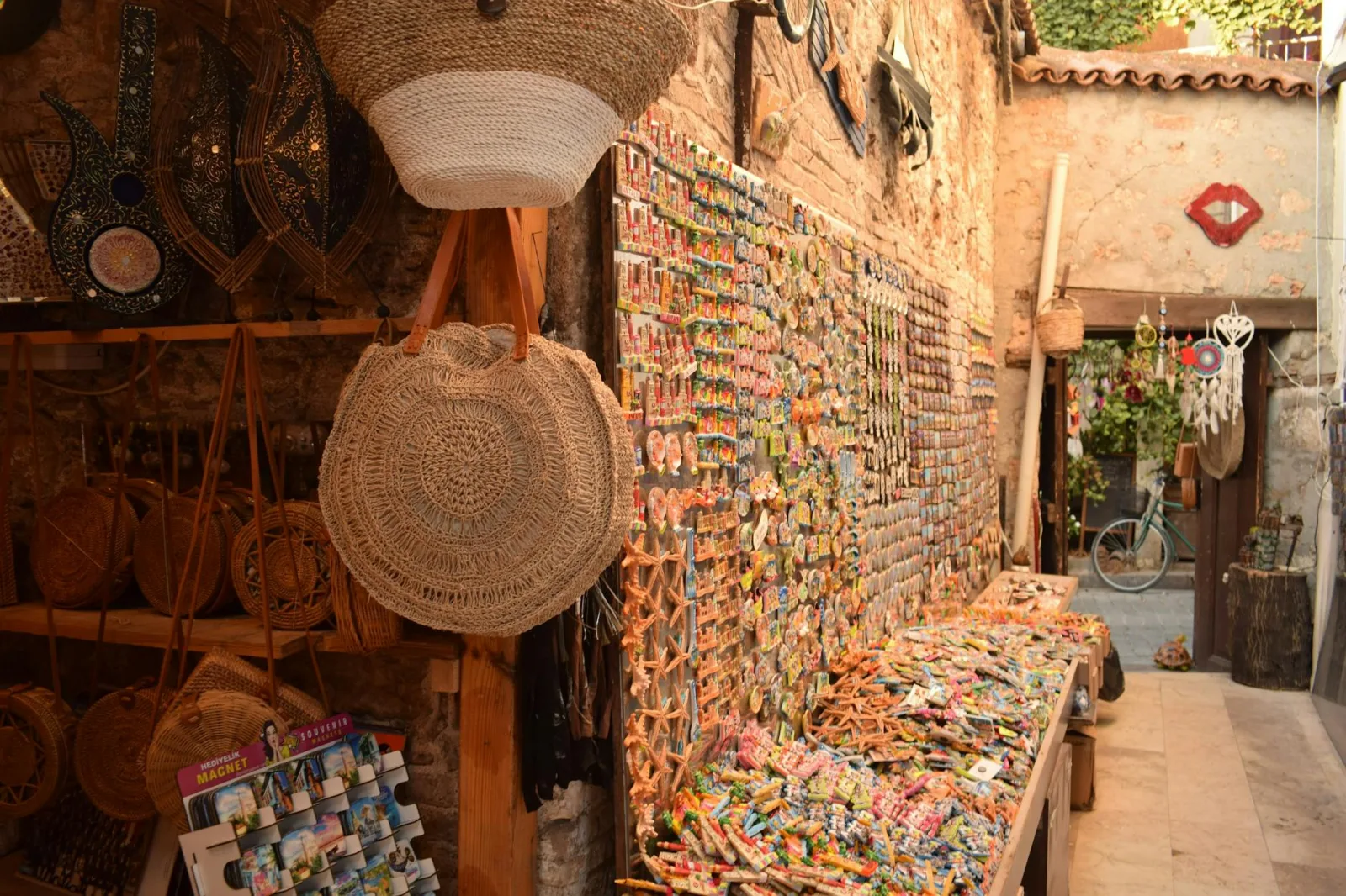 Discover vibrant artisan crafts in a traditional bazaar in Antalya's Kaleici district.