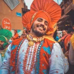 Colorful celebration of Indian culture at a street festival in Cairo, Egypt.