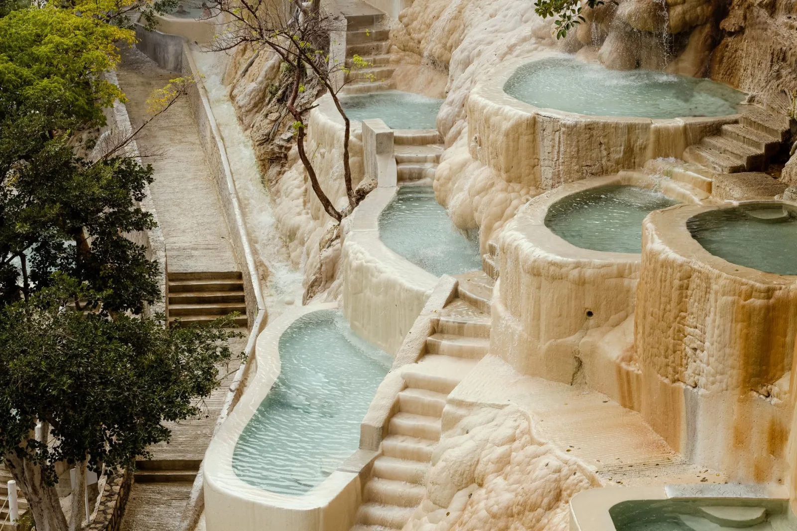 Natural hot spring pools with stunning rock formations at Tolantongo, Mexico.