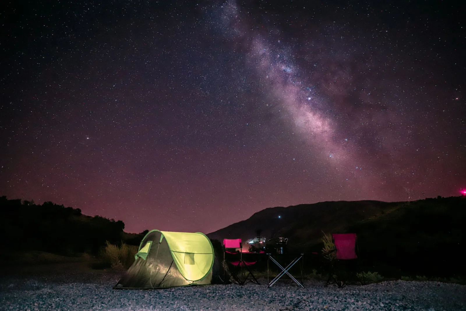 Experience the tranquility of camping beneath the starry sky and Milky Way galaxy.